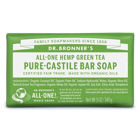 Buy Dr Bronner's - Green Tea Pure Castile Bar Soap Online - Hemp Store