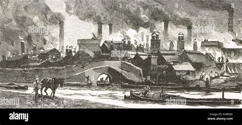 The Black Country, 19th century view of Oldbury, West Midlands, industrial revolution Stock ...