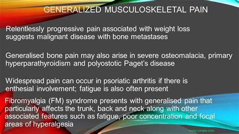 What are the causes of generalized musculoskeletal pain?