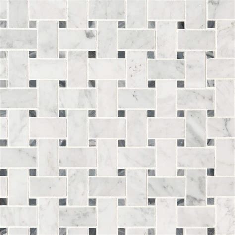 MSI Carrara White Basketweave 12 in. x 12 in. Honed Marble Floor and Wall Tile (10 sq. ft./Case ...