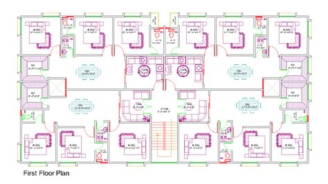 Residential Building Plan in 4500 square feet and Four units | AutoCAD ...