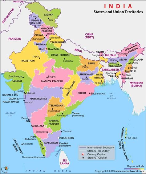 India Political Map - Laminated (36" W x 40.3" H) : Amazon.ca: Office ...