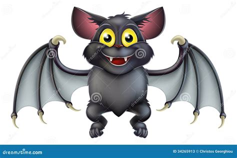 Cute Halloween Bat Cartoon stock vector. Illustration of black - 34265913