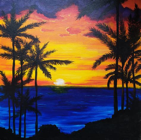 Hawaii Beach Sunset Drawing