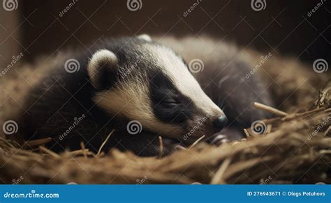 A Baby Badger is Sleeping in a Pile of Hay and Straw Stock Illustration ...