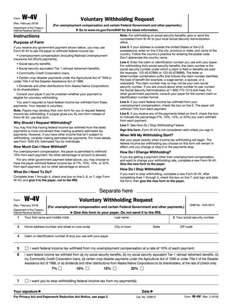 IRS W-4V 2018-2022 - Fill and Sign Printable Template Online | US Legal ...