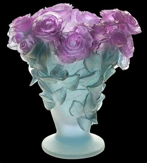 Daum Crystal Rose Ultraviolet Vase | Art glass vase, Glass bottles art ...