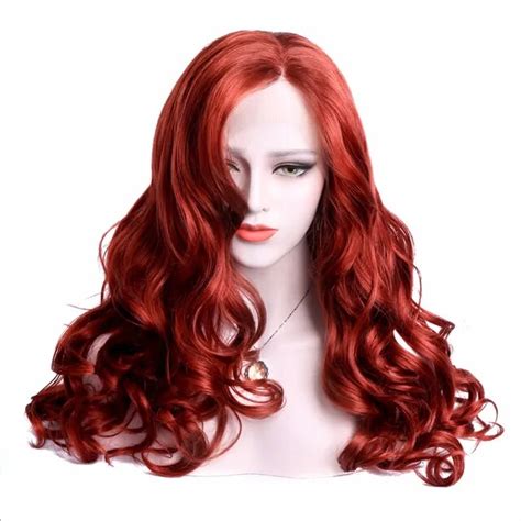 EEWIGS Long Natural Body Wave Wig Synthetic Lace Front Wig Auburn ...