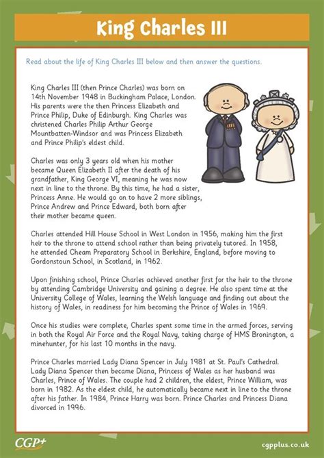 King Charles III — Reading Comprehension (Years 3-4) | CGP Plus