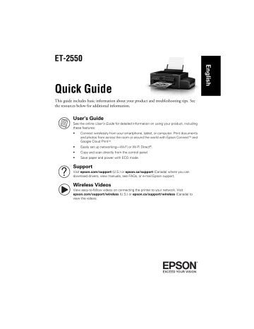 Epson ET-2550 Quick Guide | Manualzz