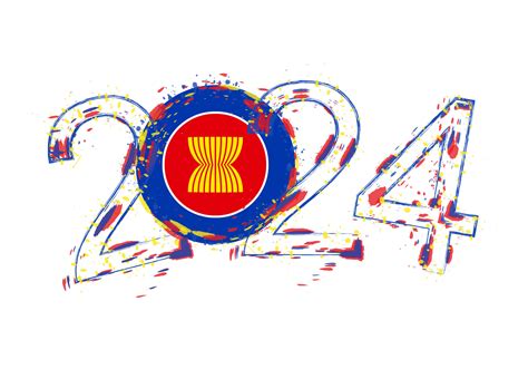 2024 Year in grunge style with flag of ASEAN. 29886342 Vector Art at ...