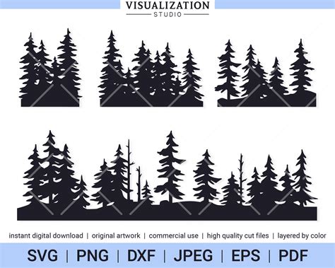 Pine Tree Lines Vector Clipart Set INSTANT DIGITAL - Etsy Canada