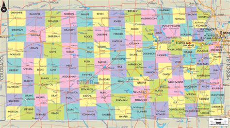 Map of Kansas State - Ezilon Maps