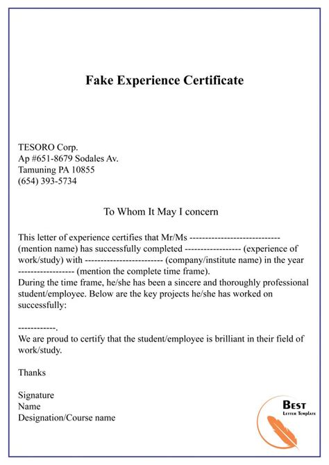 Experience Letter Format In Word – Debbycarreau in Certificate Of Experience Template in 2022 ...