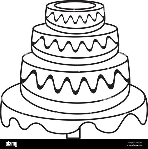 wedding cake dessert outline Stock Vector Image & Art - Alamy