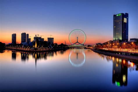 Download Tianjin Eye Sunset Wallpaper | Wallpapers.com