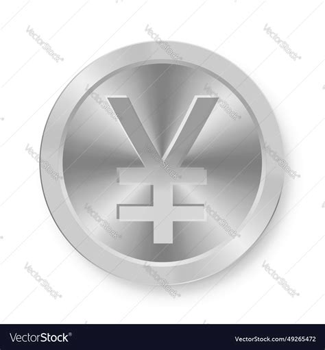 Silver coin of chinese yuan yen concept Royalty Free Vector