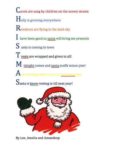 4JD Howes: Christmas Acrostic Poetry