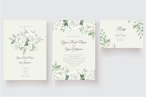 Hand Drawn Rose Wedding Card Set Graphic by lukasdedi store · Creative Fabrica