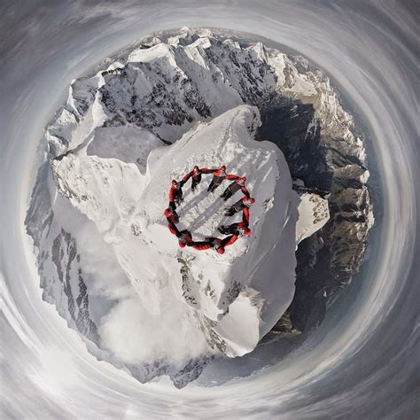 Amazing Drone Photo of Nine Mountain Climbers atop a Swiss Mountain Peak - Snow Addiction - News ...