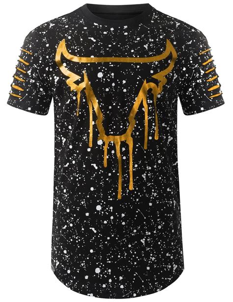 Paint Splatter Tee Shirt Black/Gold | Tee shirt fashion, Mens fashion sweaters, Swag outfits men