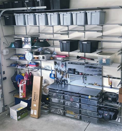 Garage organization using elfa system | Garage storage solutions, Organizational design ...