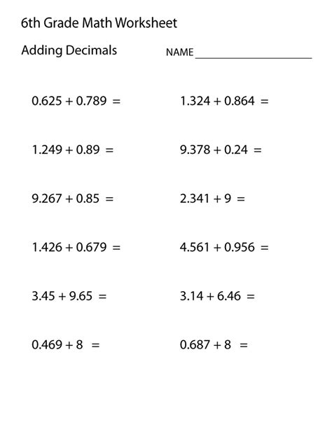 6th Grade Math Worksheets | Learning Printable