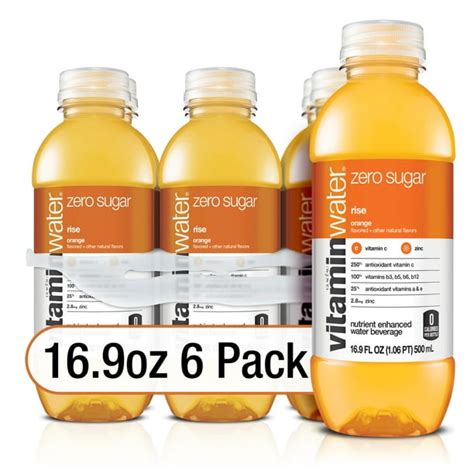 vitaminwater zero sugar rise, electrolyte enhanced water w/ vitamins, orange drinks, 16.9 fl oz ...