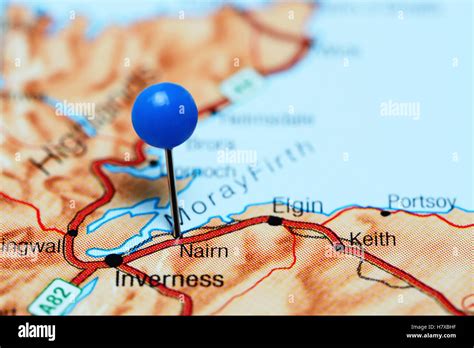 Nairn pinned on a map of Scotland Stock Photo - Alamy