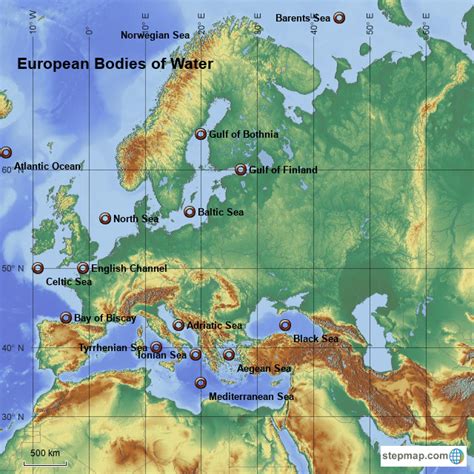 Map Of Europe Bodies Of Water - Map Of San Diego Ca