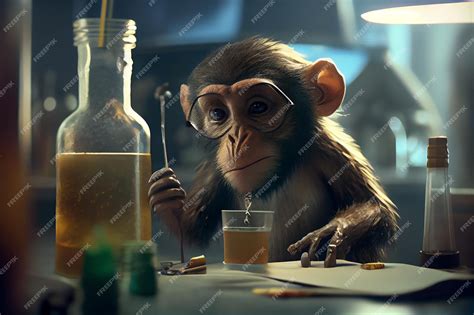 Premium Photo | Illustration of a curious monkey conducting a ...