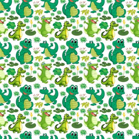 Alligator Seamless Pattern Design Stock Vector - Illustration of ...