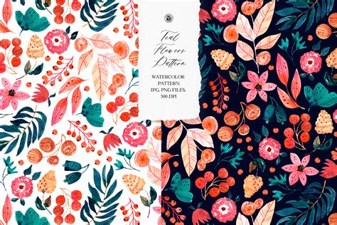 Teal Flowers Watercolor Pattern on Behance