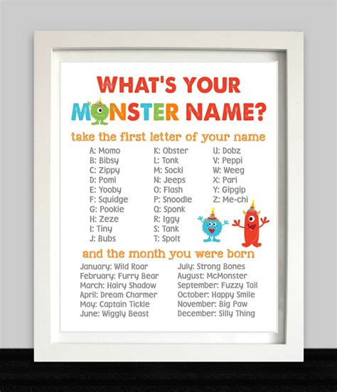 Monster Party Sign // What's Your Monster Name // Monster | Etsy in 2021 | Monster names ...