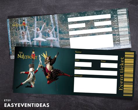 Printable Nutcracker Ticket Editable Nutcracker Tickets Ballet Fake ...