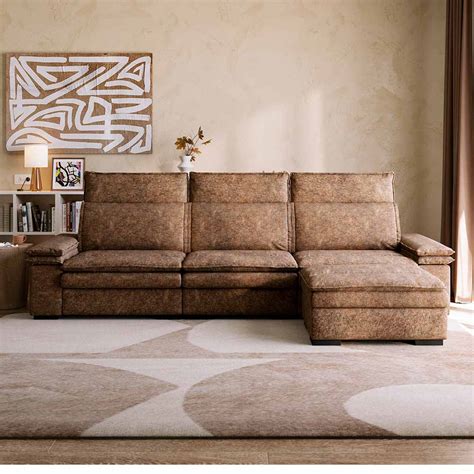 American Style Brown Color L Shape Sofa S112 Manufacturers | LINSY HOME FURNITURE