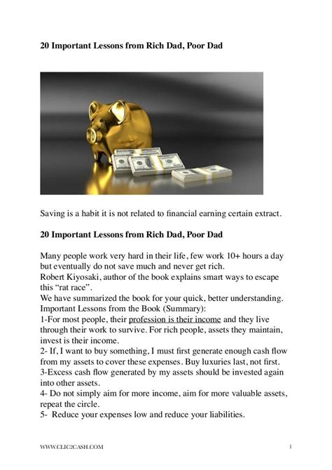 20 important lessons from rich dad, poor dad