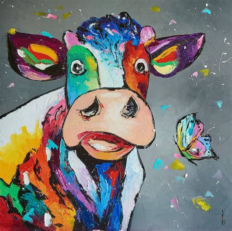 Happy cow Painting by Liubov Kuptsova - Jose Art Gallery