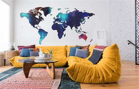 World Map Large Wall Sticker Map Wall Decal Modern Abstract - Etsy