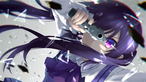 Wallpaper : gun, anime girls, weapon, purple hair, twintails, pistol ...