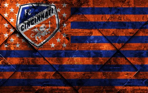 Download wallpapers FC Cincinnati, 4k, American flag club, grunge art ...