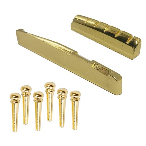 6PCS Guitar Brass Bridge Pins Saddle Nut Replacement Parts for Acoustic Guitar-in Guitar Parts ...