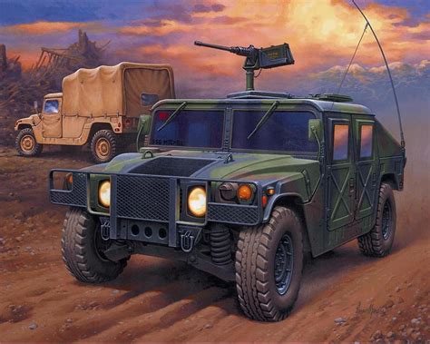 Military vehicle Hummer HMMWV M998 & M1025 Painting Art Army, humvee HD ...