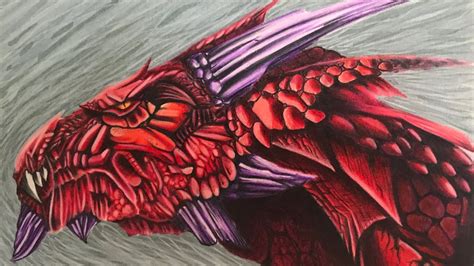 Drawing a red dragon with prismacolor colored pencils | Fantasy dragon drawing | EvanArtsy - YouTube