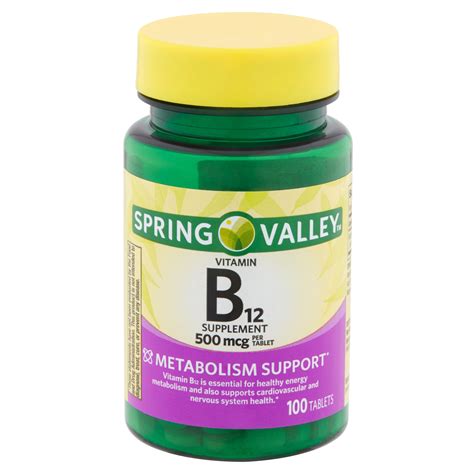 Spring Valley Vitamin B12 Tablets, 500mcg, 100 Count - Walmart.com - Walmart.com