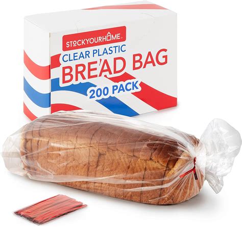 200 Pack Clear Plastic Bread Bags for Homemade Bread Adjustable and Reusable Large Disposable ...