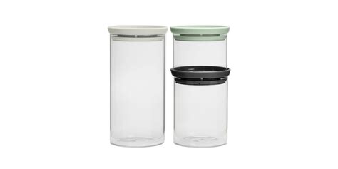 Brabantia 100550 Set of 3 Pcs Mixed Stackable 10YW Glass Jars "O"