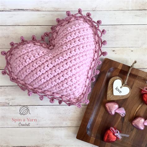 Heart Pillow Free Crochet Pattern • Spin a Yarn Crochet