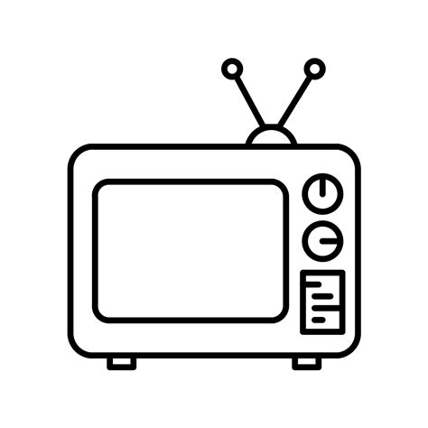 vintage television icon on white background. old tv outline vector icon ...