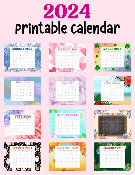 Free Cute 2024 Printable Calendar - Templates Printable Free